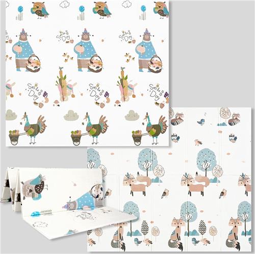 OPVOUWBARE Baby Speelmat - DUBBELZIJDIG Speelkleed incl. opbergtas - 180x200x1cm - Foam mat - Beer/Vos