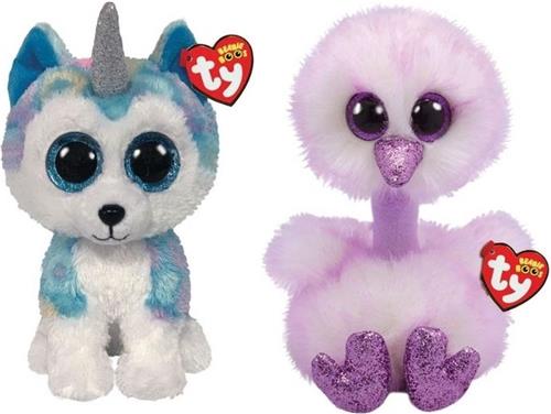 Ty - Knuffel - Beanie Buddy - Helena Husky & Kenya Ostrich