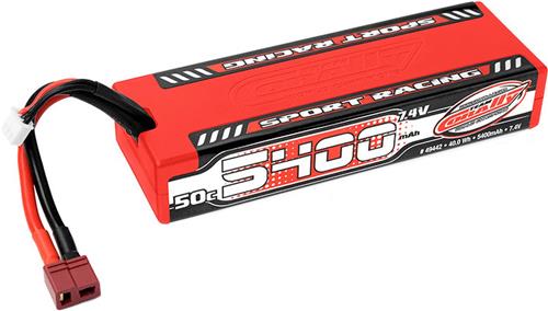 Team Corally - Sport Racing 50C LiPo Battery - 5400mAh - 7.4V - Stick 2S - Hard Wire - T-Plug