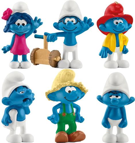 De smurfen - speelfiguren set 2022 - schleich - 20833-20838 - kunststof