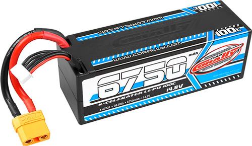 Team Corally - X-Celerated 100C LiPo Battery - 6750 mAh - 14.8V - Stick 4S - Hard Wire - XT90