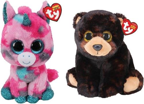 Ty - Knuffel - Beanie Buddy - Gumball Unicorn & Kodi Bear