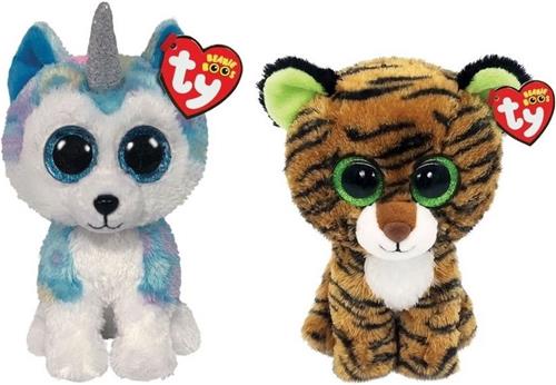 Ty - Knuffel - Beanie Boo's - Helena Husky & Tiggy Tiger