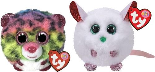 Ty - Knuffel - Teeny Puffies - Dotty Leopard & Christmas Mouse