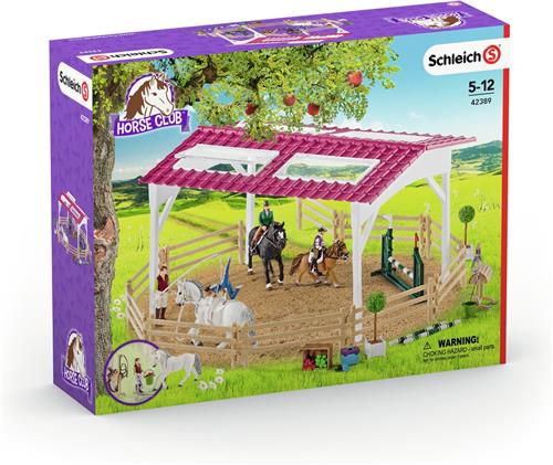 Schleich Horse Club Speelfigurenset - Manege met Amazones en Paarden - Kinderspeelgoed voor Jongens en Meisjes - 5 tot 12 jaar - 41 Onderdelen - 42389