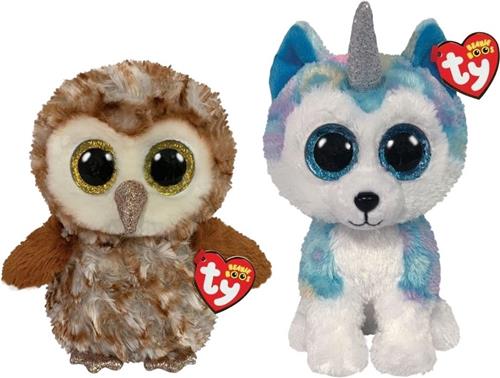 Ty - Knuffel - Beanie Buddy - Percy Owl & Helena Husky