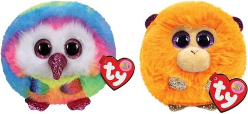 Ty - Knuffel - Teeny Puffies - Owel Owl & Coconut Monkey