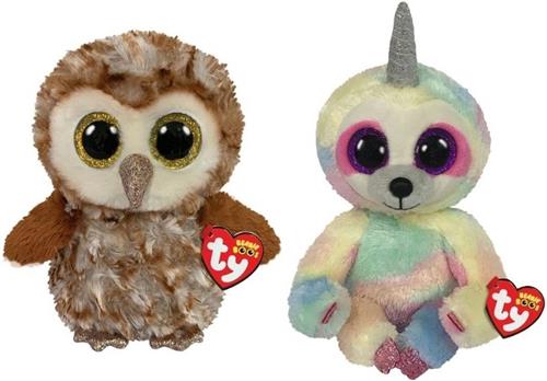 Ty - Knuffel - Beanie Buddy - Percy Owl & Cooper Sloth