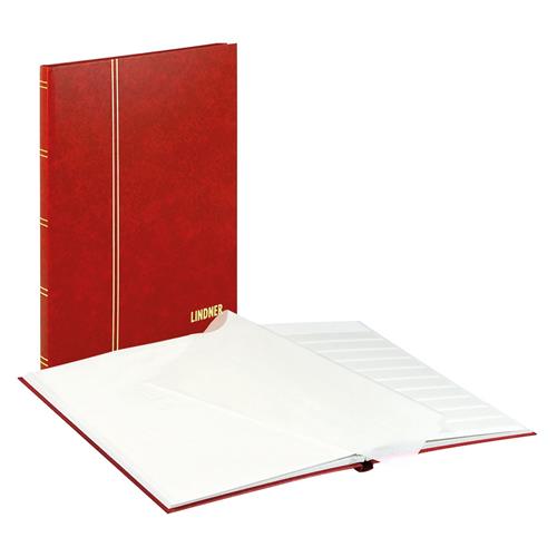 Lindner 1160 Postzegelalbum - ROOD - groot formaat 16 blz. witte bladen - Luxe - Postzegels - insteekalbum - insteek - stockboek