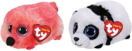 Ty - Knuffel - Teeny Ty's - Gilda Flamingo & Bamboo Panda