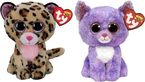 Ty - Knuffel - Beanie Boo's - Livvie Leopard & Cassidy Cat