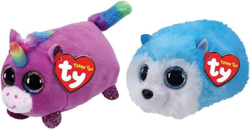 Ty - Knuffel - Teeny Ty's - Rosette Unicorn & Slush Husky