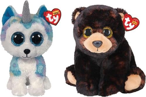 Ty - Knuffel - Beanie Buddy - Helena Husky & Kodi Bear