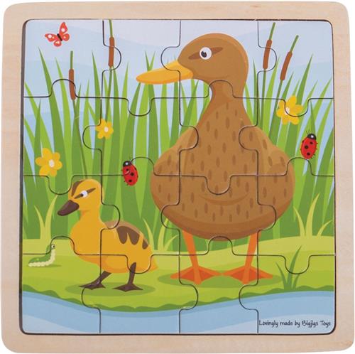 Bigjigs Toys - Houten Puzzel 'Eend met Kuiken' (16st.)