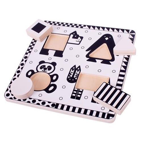 Bigjigs puzzel dieren zwart/wit 20.5x20.5cm