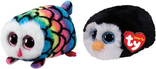 Ty - Knuffel - Teeny Ty's - Hootie Owl & Waddles Penguin