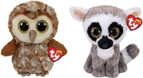 Ty - Knuffel - Beanie Buddy - Percy Owl & Linus Lemur