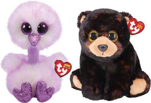 Ty - Knuffel - Beanie Buddy - Kenya Ostrich & Kodi Bear