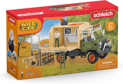 schleich WILD LIFE Speelfigurenset - Grote Reddingstruck voor Dieren - Kinderspeelgoed voor Jongens en Meisjes - 3 tot 8 jaar - 10 onderdelen - 42475