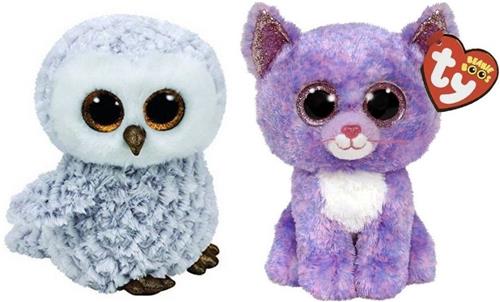 Ty - Knuffel - Beanie Boo's - Owlette Owl & Cassidy Cat