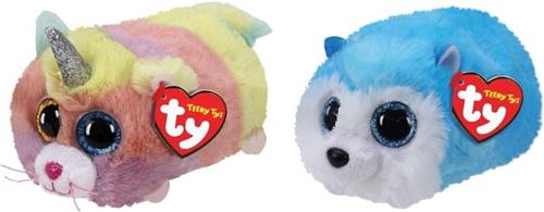 Ty - Knuffel - Teeny Ty's - Heather Cat & Slush Husky