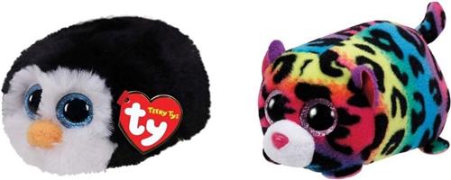 Ty - Knuffel - Teeny Ty's - Waddles Penguin & Jelly Leopard