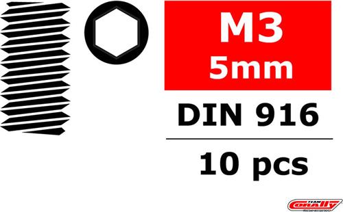 Team Corally - Staal stelschroeven M3 x 5mm - Binnenzeskant - 10 st