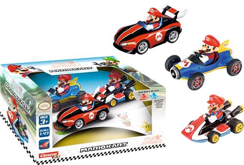 1:43 Carrera P&S Mario Kart - Mario 3Pack - Pull-Back Terugtrekauto