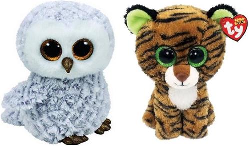 Ty - Knuffel - Beanie Boo's - Owlette Owl & Tiggy Tiger