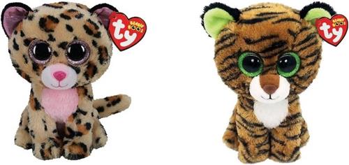 Ty - Knuffel - Beanie Boo's - Livvie Leopard & Tiggy Tiger