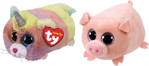 Ty - Knuffel - Teeny Ty's - Heather Cat & Curly Pig