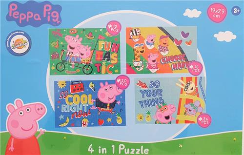 Peppa Pig Puzzel - 4 in 1 Puzzle Peppa Pig - Knutselen - Puzzelen -19x29cm