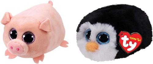 Ty - Knuffel - Teeny Ty's - Curly Pig & Waddles Penguin