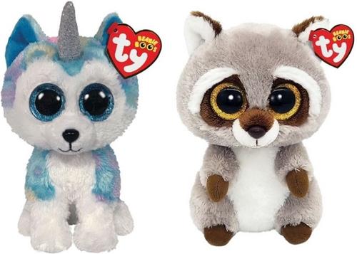 Ty - Knuffel - Beanie Boo's - Helena Husky & Racoon