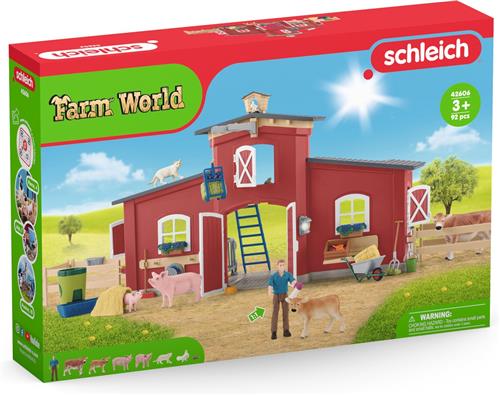 schleich FARM WORLD - Grote stal, rood - Boerderij Speelgoed - 42606