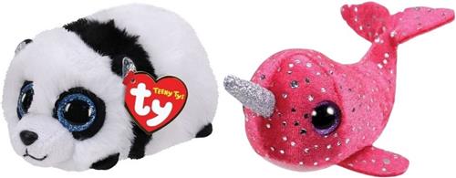 Ty - Knuffel - Teeny Ty's - Bamboo Panda & Nelly Narwhal