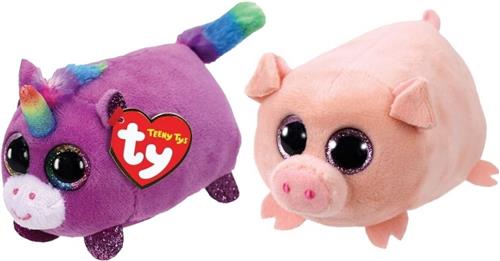 Ty - Knuffel - Teeny Ty's - Rosette Unicorn & Curly Pig