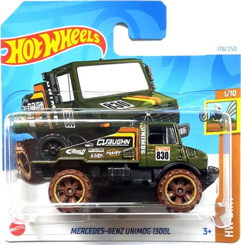 HOT WHEELS MERCEDES BENZ UNIMOG 1300L178/250 1:64 GREEN/GOLD HW DIRT 1/10