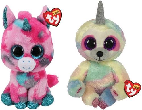 Ty - Knuffel - Beanie Buddy - Gumball Unicorn & Cooper Sloth