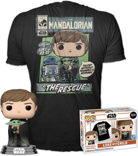 Funko Pop! & T-shirt Set: The Mandalorian - Luke with Child (Size M)