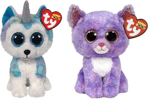 Ty - Knuffel - Beanie Boo's - Helena Husky & Cassidy Cat