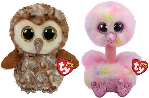 Ty - Knuffel - Beanie Buddy - Percy Owl & Avery Ostrich