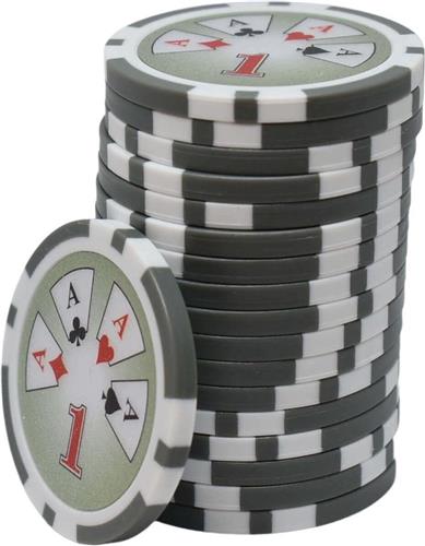 Royal Flush Poker Chips 1 grijs (25 stuks)- pokerchips-pokerfiches-ABS chips-pokerspel-pokerset-poker set