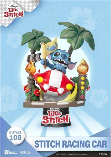 Beast Kingdom Toys Lilo & Stitch - DStage PVC Diorama Stitch Racing Car 15 cm Verzamelfiguur - Multicolours