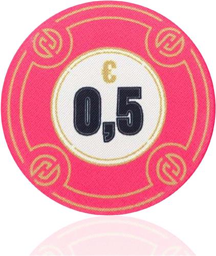 Hades Cashgame Deluxe Poker Chips 0,50 roze (25 stuks) - pokerchips - pokerfiches - poker fiches - keramisch - pokerspel - pokerset - poker set