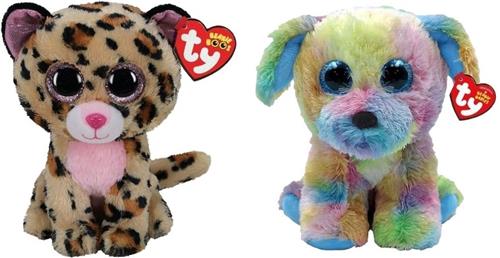 Ty - Knuffel - Beanie Boo's - Livvie Leopard & Max Dog