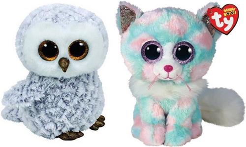 Ty - Knuffel - Beanie Boo's - Owlette Owl & Opal Cat