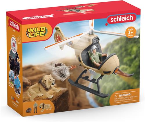 schleich WILD LIFE - Helikopter dierenredding - Speelfigurenset - Kinderspeelgoed voor Jongens en Meisjes - 3 tot 8 jaar - 9 Onderdelen