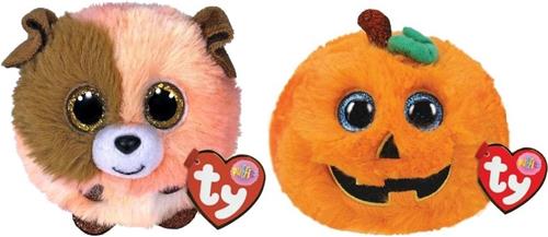 Ty - Knuffel - Teeny Puffies - Mandarin Dog & Halloween Pumpkin