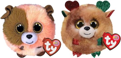 Ty - Knuffel - Teeny Puffies - Mandarin Dog & Christmas Mouse